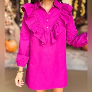 SSY The Finley Ruffle Dress in Magenta SZ SM